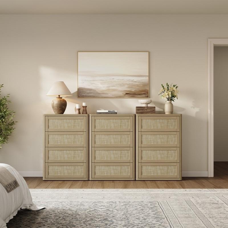 Bej MDF Kulpsuz Ayarlanabilir Ayaklı Şifonyer - 73x103x45 cm - 295698