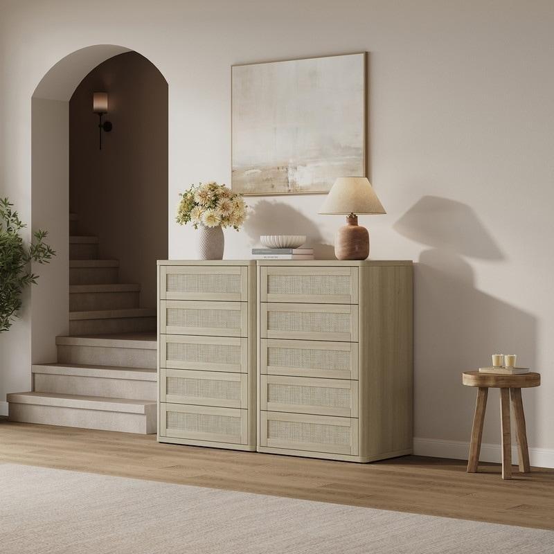 Bej MDF Kulpsuz Ayarlanabilir Ayaklı Şifonyer - 73x103x45 cm - 295698