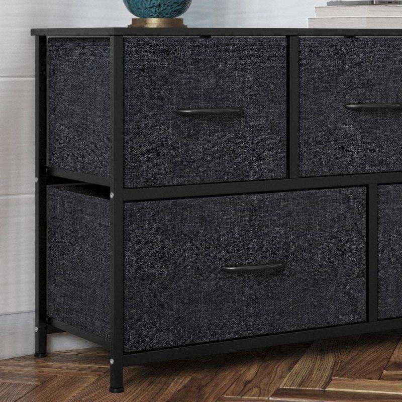 Bej MDF Tablalı Metal Gövdeli 5 Kumaş Çekmeceli Dikey Şifonyer - 299005
