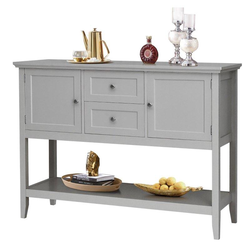 Bej MDF ve Masif Ahşap 2 Çekmeceli 2 Kapaklı Dresuar - 117 cm - 332860