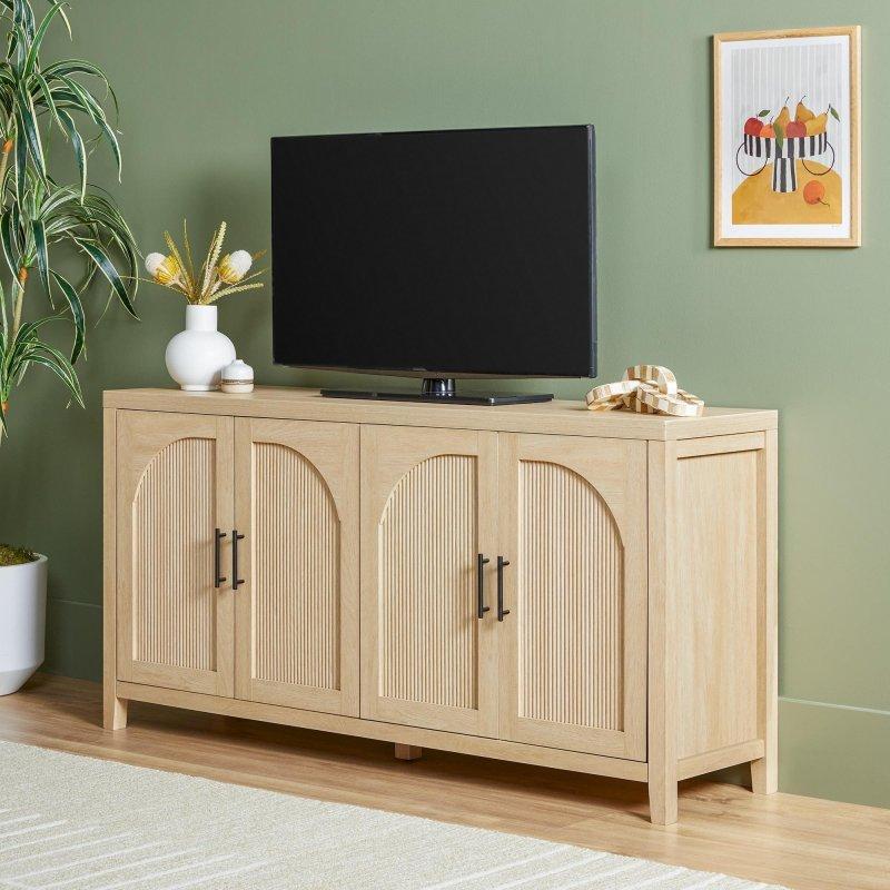 Bej MDF Yivli Kemerli Kapaklı Bohem Konsol - 153 cm - 325029