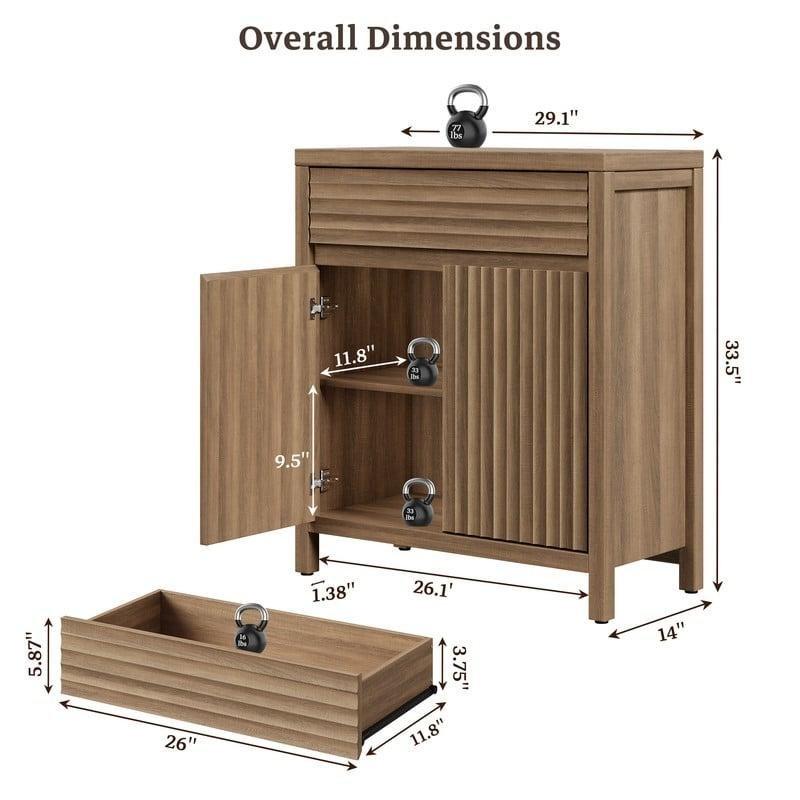 Bej MDF Yivli ve Ayarlanabilir Raflı Bohem Konsol - 74 cm - 324819
