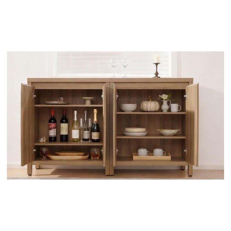 Bej MDF Yivli ve Ayarlanabilir Raflı Bohem Konsol - 74 cm - 324819