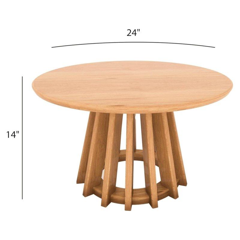 Bej Meşe Kaplama Çıtalı Ayaklı Yuvarlak Orta Sehpa - 79x46 cm - 242413