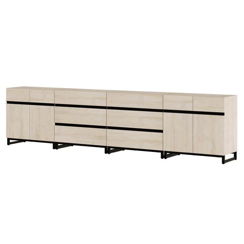 Bej Meşe Tasarımlı MDF 6 Çekmeceli Metal Ayaklı Şifonyer - 310071