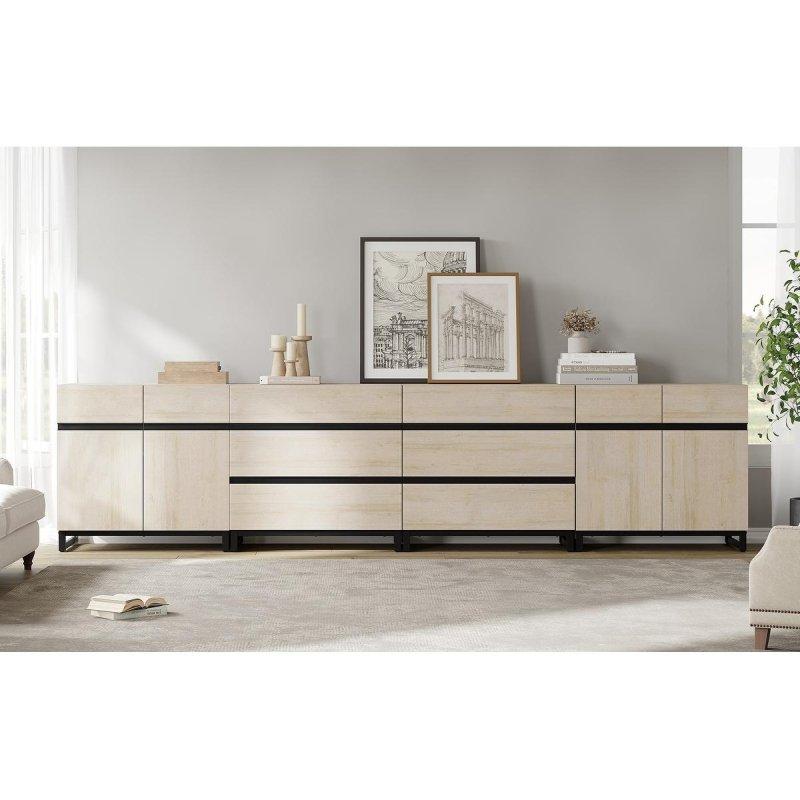 Bej Meşe Tasarımlı MDF 6 Çekmeceli Metal Ayaklı Şifonyer - 310071