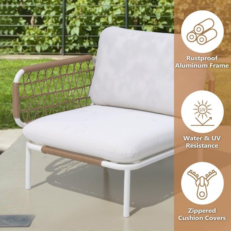 Bej Minderli Alüminyum PE Rattan Modüler Bahçe Takımı - 267334
