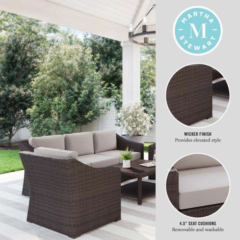 Bej Minderli Kahverengi Rattan 4 Parça Bahçe Takımı - 84x82x75 cm - 275829