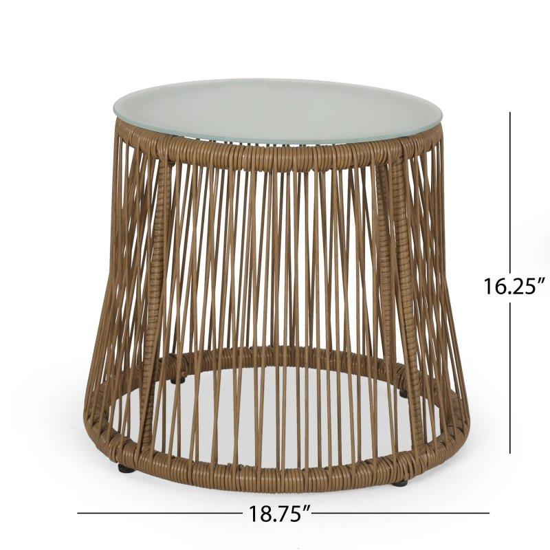 Bej Minderli Sentetik Rattan ve Metal 2 Kişilik 3 Parça Bahçe Takımı - 270063