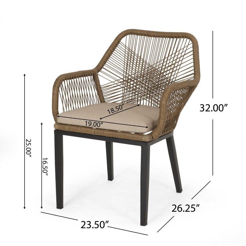 Bej Minderli Sentetik Rattan ve Metal 2 Kişilik 3 Parça Bahçe Takımı - 270063