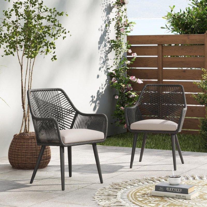 Bej Minderli Siyah Metal Kolçaklı Çapraz Sırt Tasarımlı PE Rattan Sandalye Seti - 50x46x89 cm - 252783
