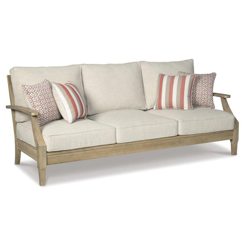 Bej Okaliptüs Ağacı Minderli Hava Koşullarına Dayanıklı 2 Parça Bahçe Takımı - 206x89 cm - 269242