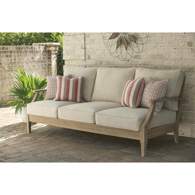 Bej Okaliptüs Ağacı Minderli Hava Koşullarına Dayanıklı 2 Parça Bahçe Takımı - 206x89 cm - 269242
