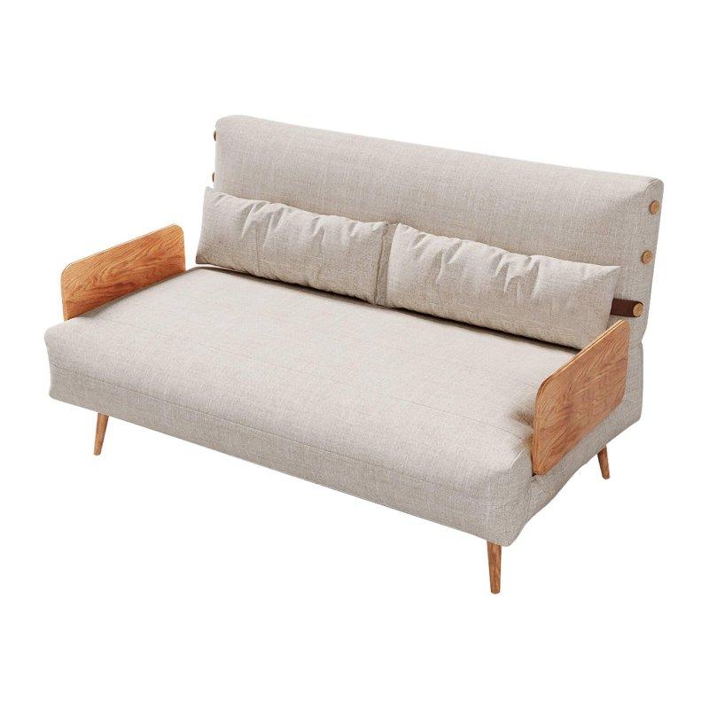 Bej Pamuk Kumaş Ayarlanabilir Başlıklı Yataklı Bohem Koltuk - 151 cm - 280954