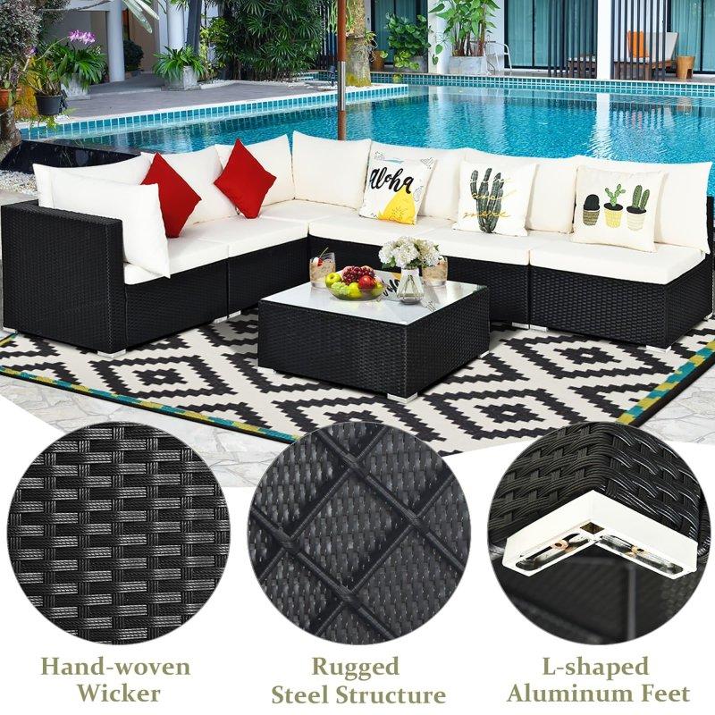 Bej PE Rattan Modüler Minderli Bahçe Takımı - 270756