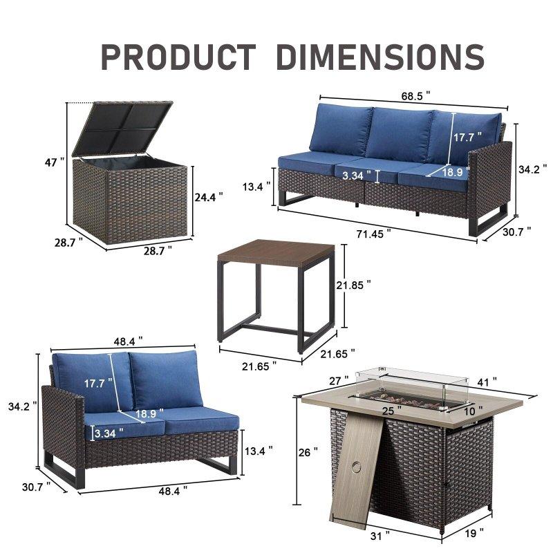 Bej PE Rattan ve Çelik Ateş Çukurlu 5 Kişilik Bahçe Takımı - 272096