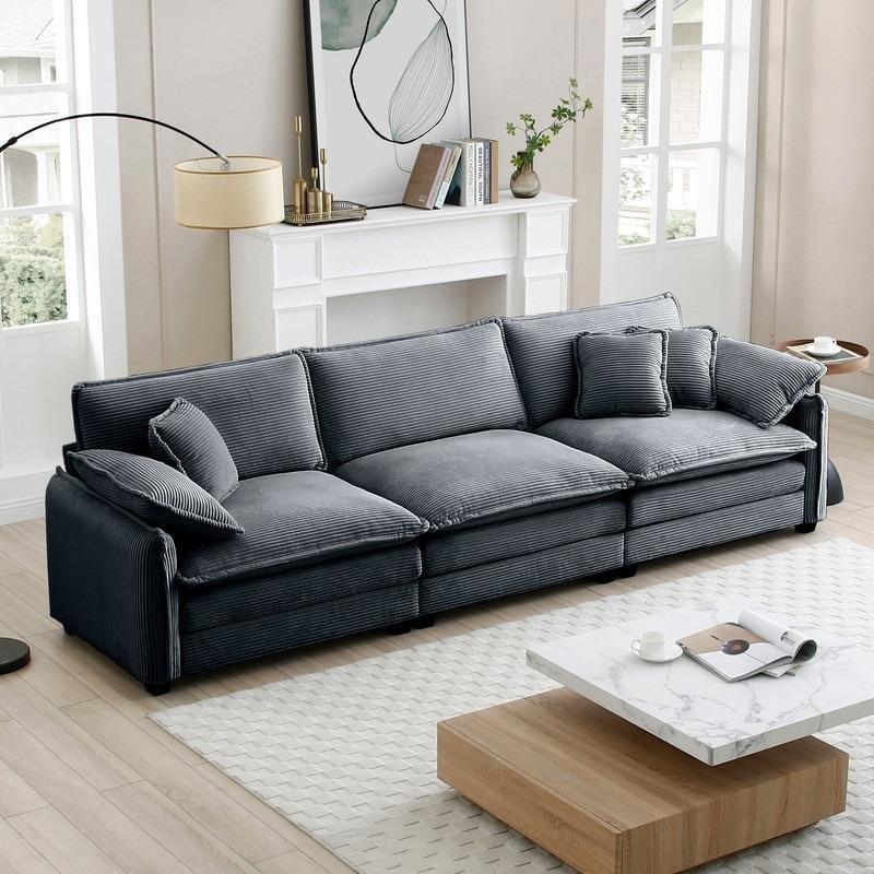 Bej Polyester Kadife El Yapımı Yuvarlak Kollu Bohem Koltuk - 293 cm - 282313