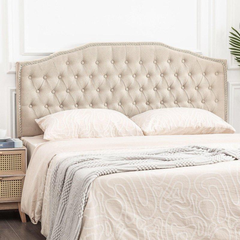Bej Polyester Kapitoneli Yüksekliği Ayarlanabilir Yatak Başlığı - 162 cm - 334999