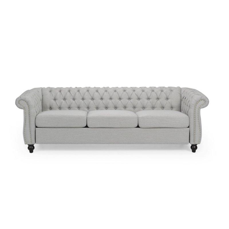 Bej Polyester Kapitoneli Zımba Detaylı Huş Ağacı Bohem Koltuk - 216 cm - 288045