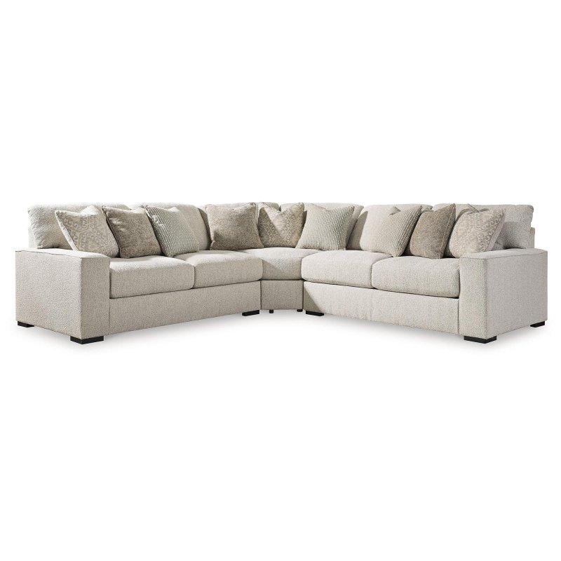 Bej Polyester Kumaş 3 Parçalı Kavisli Tasarım Çıkarılabilir Minderli Köşe Koltuk - 324x324 cm - 256051