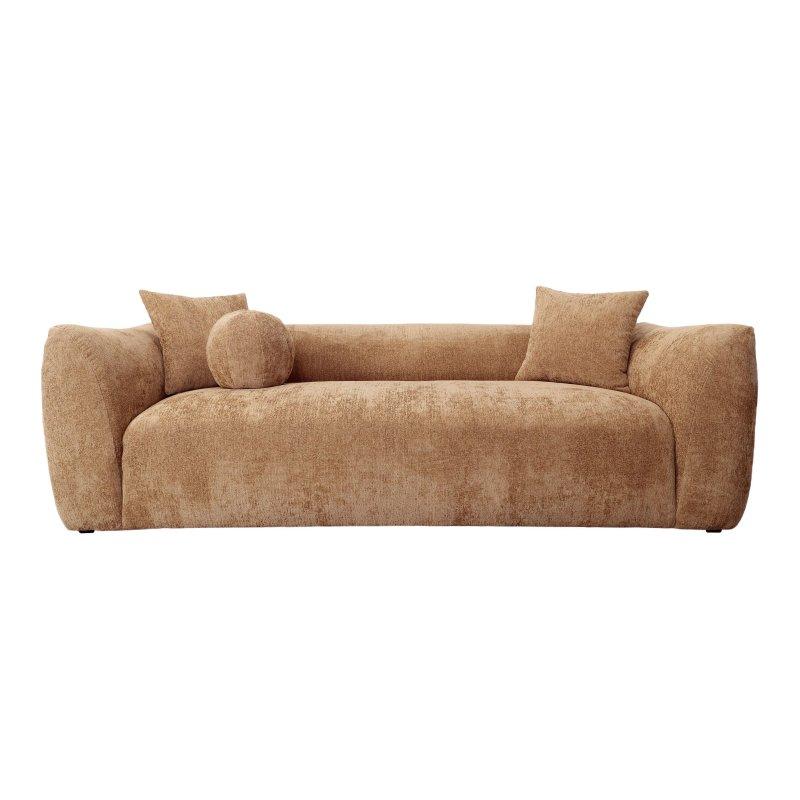 Bej Polyester Kumaş Ahşap İskeletli 3 Kişilik Bohem Koltuk - 237 cm - 281345
