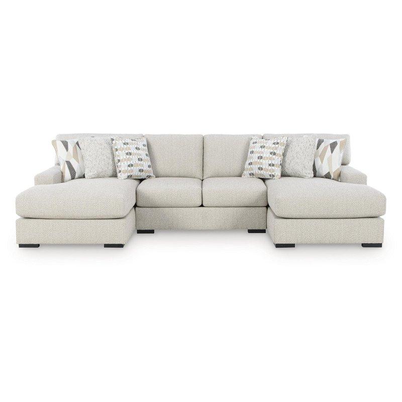 Bej Polyester Kumaş Çift Uzanmalı 3 Parçalı Köşe Koltuk - 336x173 cm - 257040