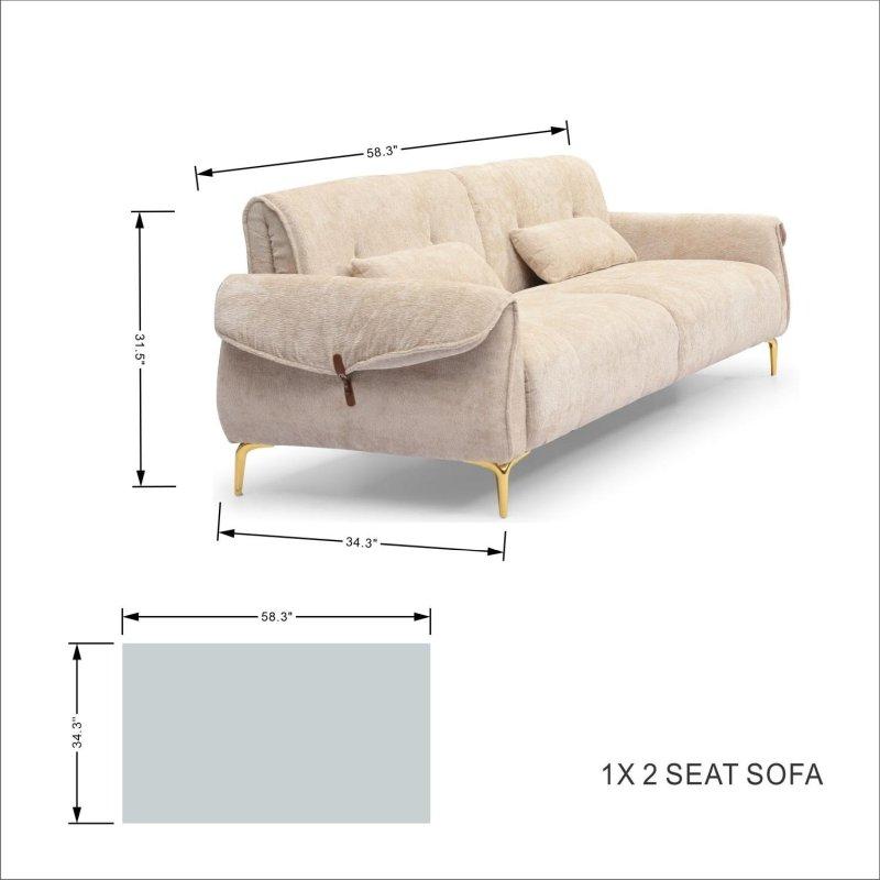 Bej Polyester Kumaş Çıkarılabilir Minderli Yataklı Bohem Koltuk Takımı - 284544