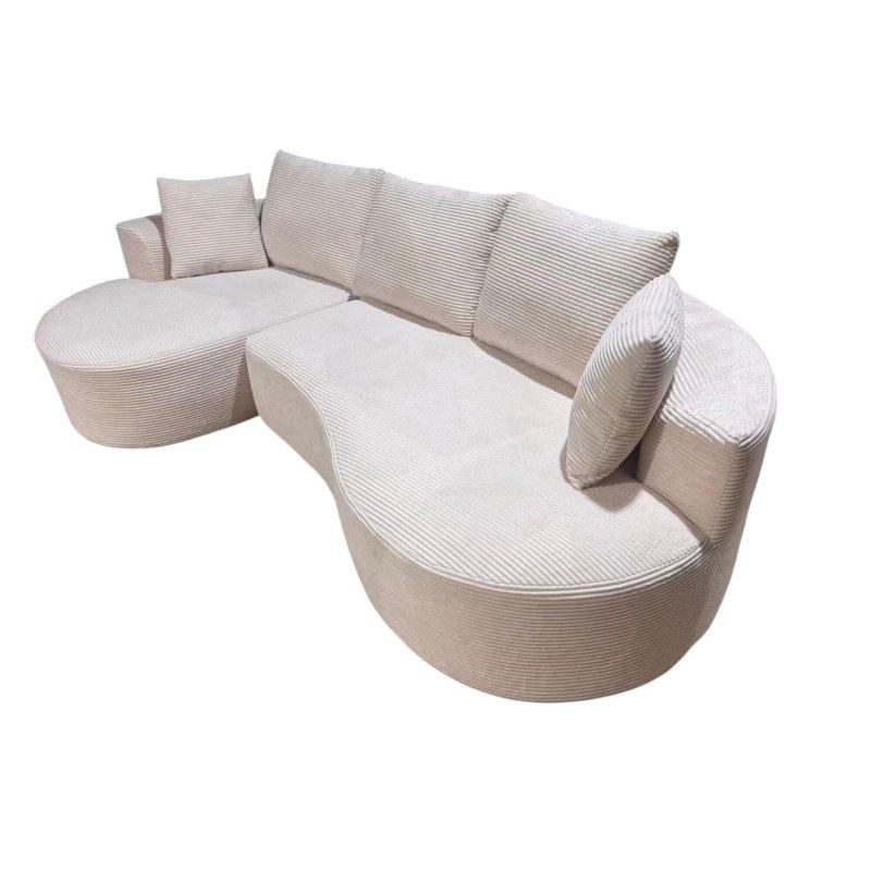 Bej Polyester Kumaş Kavisli Modüler Şezlonglu Bohem Koltuk - 284 cm - 294510