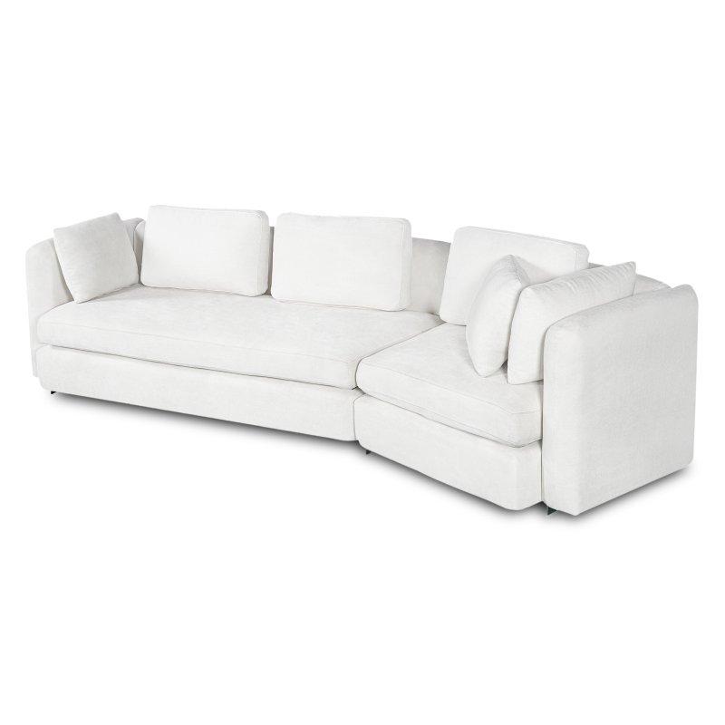 Bej Polyester Kumaş Kavisli Tasarım 3 Kişilik Bohem Koltuk - 298 cm - 280403