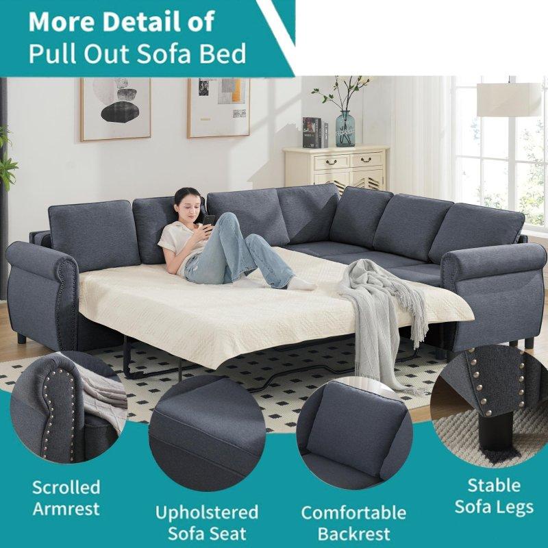 Bej Polyester Kumaş Yataklı 6 Kişilik Masif Ahşap ve Metal İskeletli Köşe Koltuk - 265x206 cm - 255678