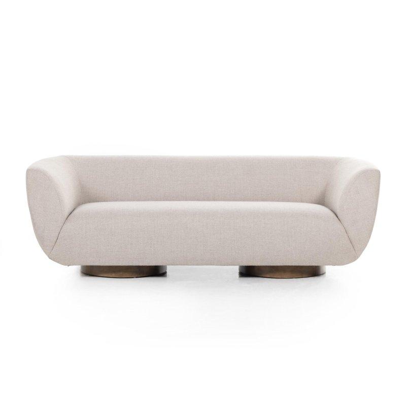 Bej Polyester Kumaş Yuvarlak Kolçaklı 2 Kişilik Bohem Koltuk - 221 cm - 288648