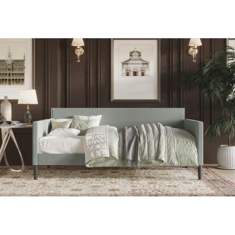 Bej Polyester Kumaş Zımba Detaylı Daybed Karyola - 330194 Bej Polyester Kumaş Zımba Detaylı Daybed Karyola - 330194