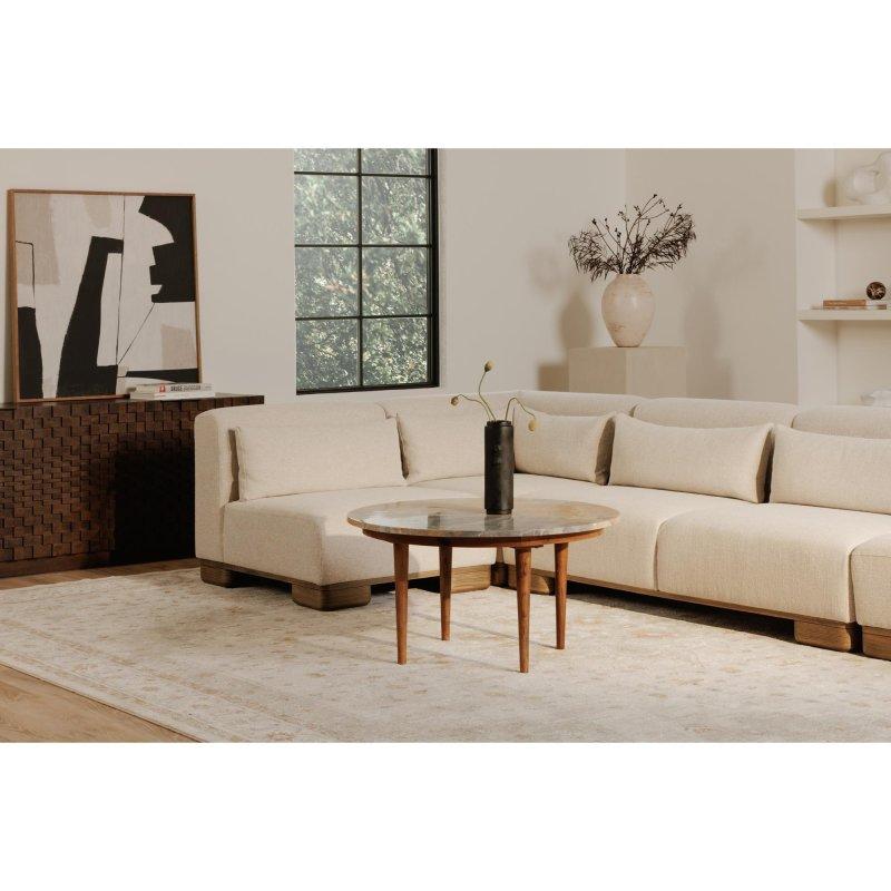 Bej Polyester Masif Ahşap Kolsuz 3 Kişilik Bohem Koltuk - 178x102x77 cm - 289733