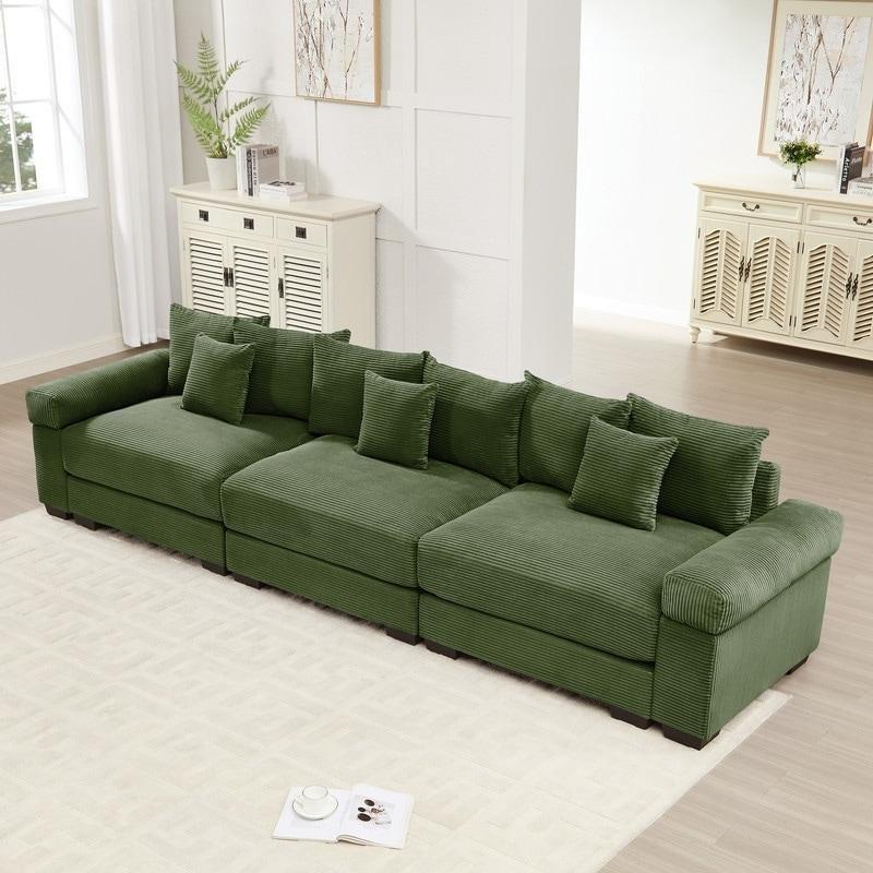 Bej Polyester Modüler Ekstra Kalın Kolçaklı Derin Oturumlu Bohem Koltuk - 331 cm - 277963