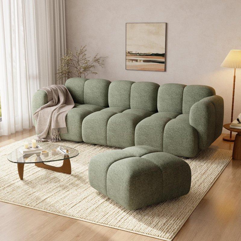 Bej Polyester Puflu Modüler Sol Köşe Koltuk - 231 cm - 260167