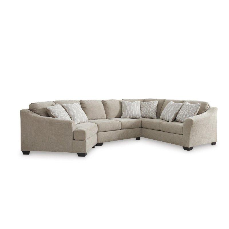 Bej Polyester Uzanma Modüllü 3 Parçalı Köşe Koltuk - 260311