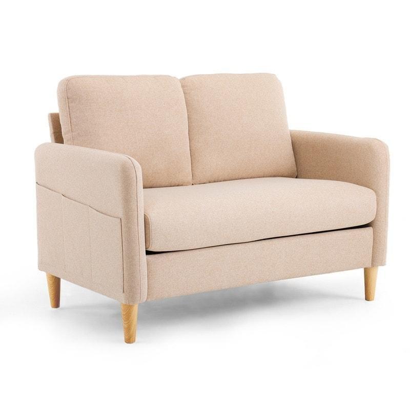 Bej Polyester Yuvarlak Kollu 2 Kişilik Bohem Koltuk - 120 cm - 293778