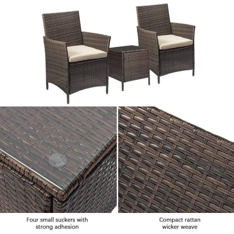 Bej Rattan 3 Parça Suya Dayanıklı Minderli Bahçe Takımı - 276163