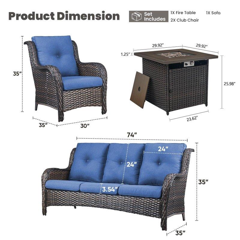 Bej Rattan Ateş Çukurlu Minderli Bahçe Takımı - 273483