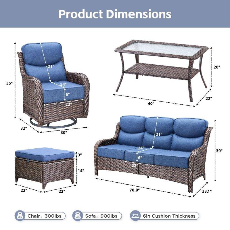 Bej Rattan Dönerli ve Sallanır Koltuklu 6 Parça Minderli Bahçe Takımı - 273837