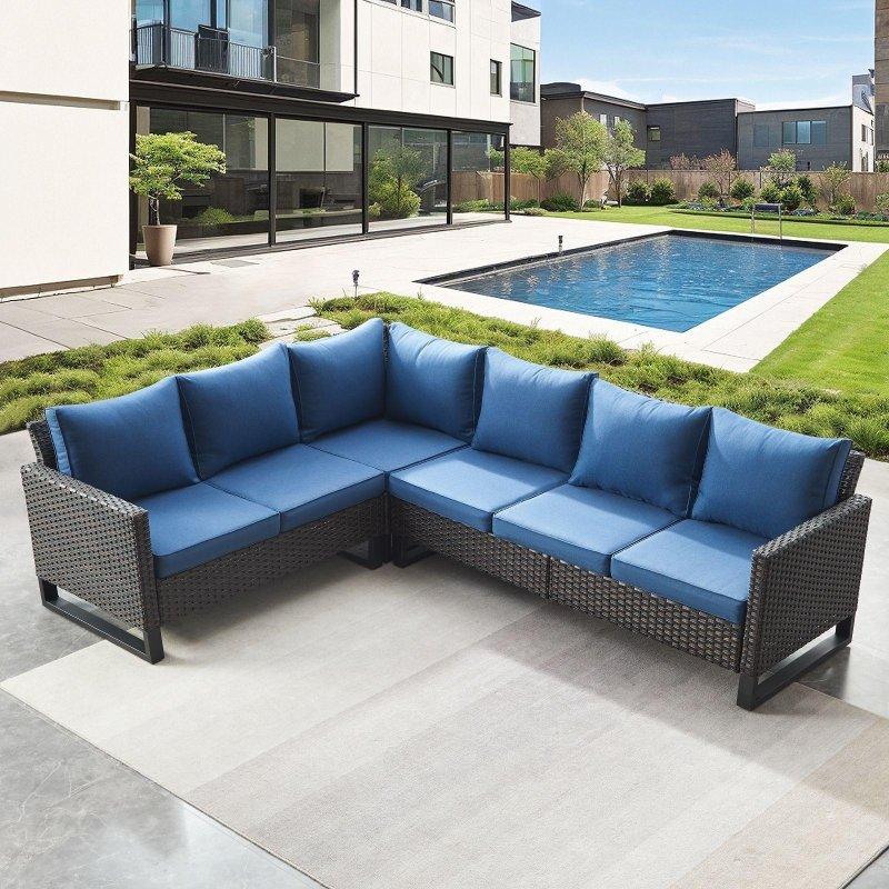 Bej Rattan L Köşe 6 Kişilik Bahçe Takımı - 260x201 cm - 268410