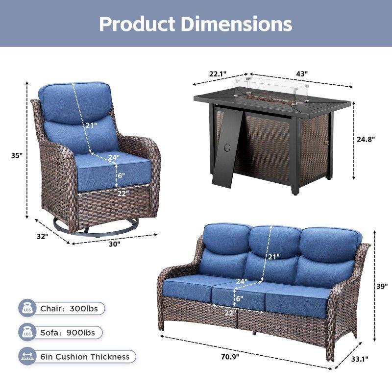 Bej Rattan Metal Ateş Çukurlu Döner Sandalyeli 5 Kişilik Bahçe Takımı - 273176
