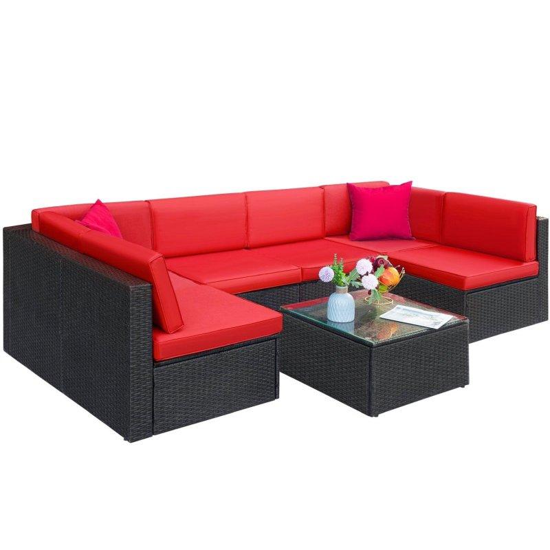 Bej Rattan Minderli 7 Parça Modüler Bahçe Takımı - 276988