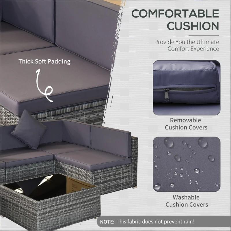 Bej Rattan Modüler 6 Kişilik 7 Parça Bahçe Takımı - 272806