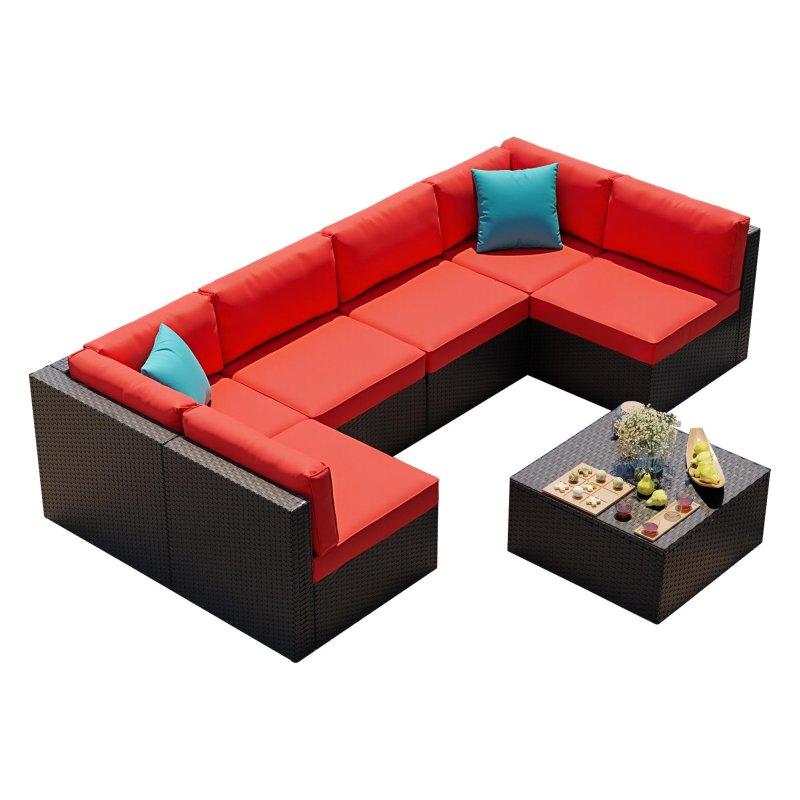 Bej Rattan Modüler 7 Parça Bahçe Takımı - 268428