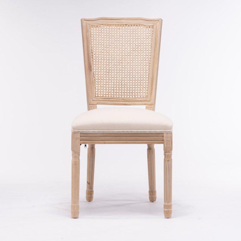 Bej Rattan Sırtlı Masif Ahşap 2li Set Rattan Sandalye - 251731