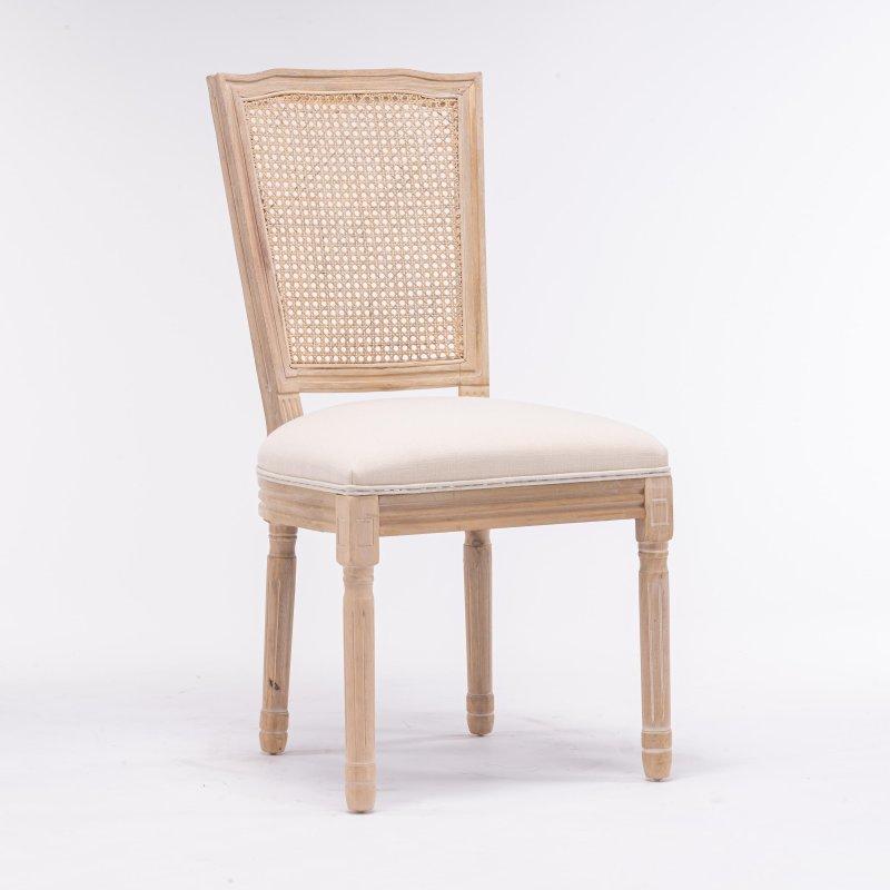 Bej Rattan Sırtlı Masif Ahşap 2li Set Rattan Sandalye - 251731