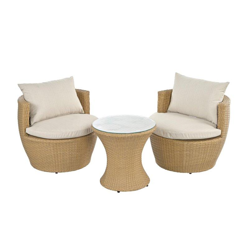 Bej Rattan ve Alüminyum Minderli 3 Parça Cam Tablalı Bahçe Takımı - 272770 Bej Rattan ve Alüminyum Minderli 3 Parça Cam Tablalı Bahçe Takımı - 272770