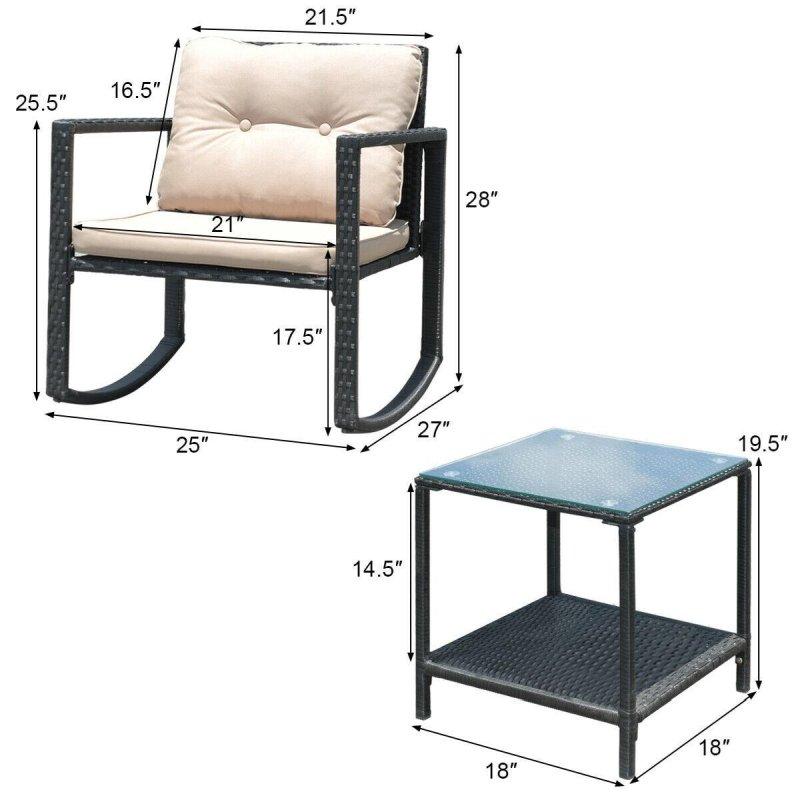 Bej Rattan ve Çelik Minderli Sallanır 3 Parça Bahçe Takımı - 269899