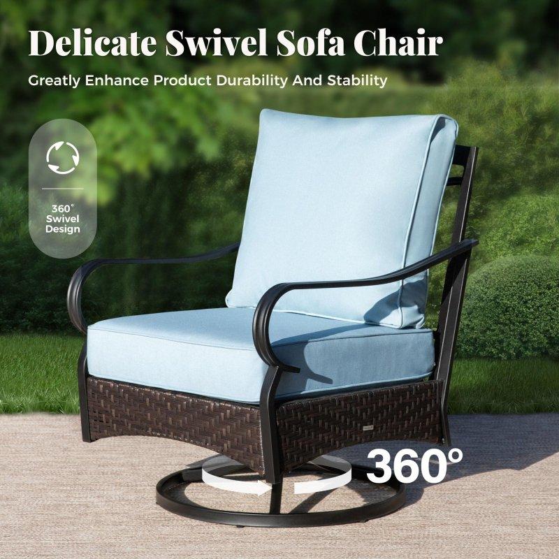 Bej Rattan ve Çelik Yüksek Sırtlı Minderli Bahçe Takımı - 275335